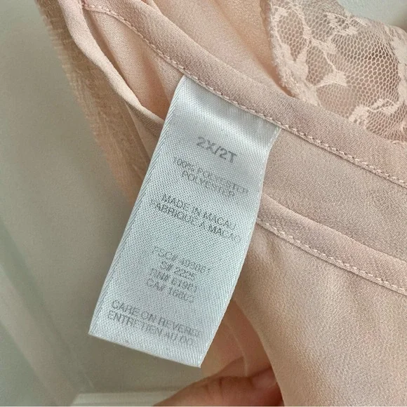 Pale Peachy-Pink Sheer Nightie with Floral Lace Overlay - Picture 6 of 6